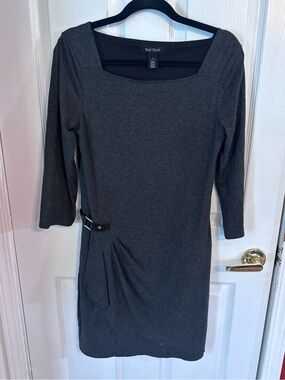 White House Black Market Charcoal Scoop-Neck Midi Sheath Dress